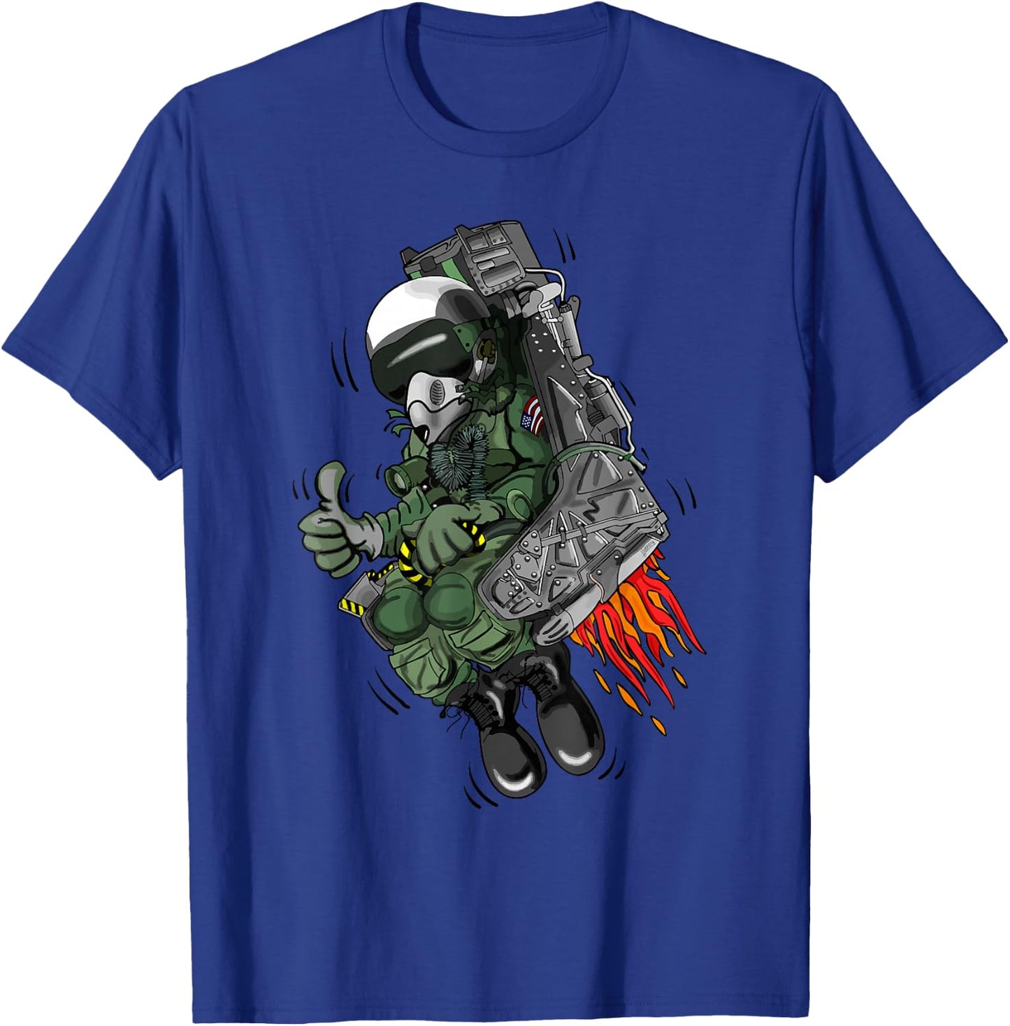 Funny Military Jet Ejection Seat Aviation Cartoon Design T-Shirt - T-Shirt | Royal