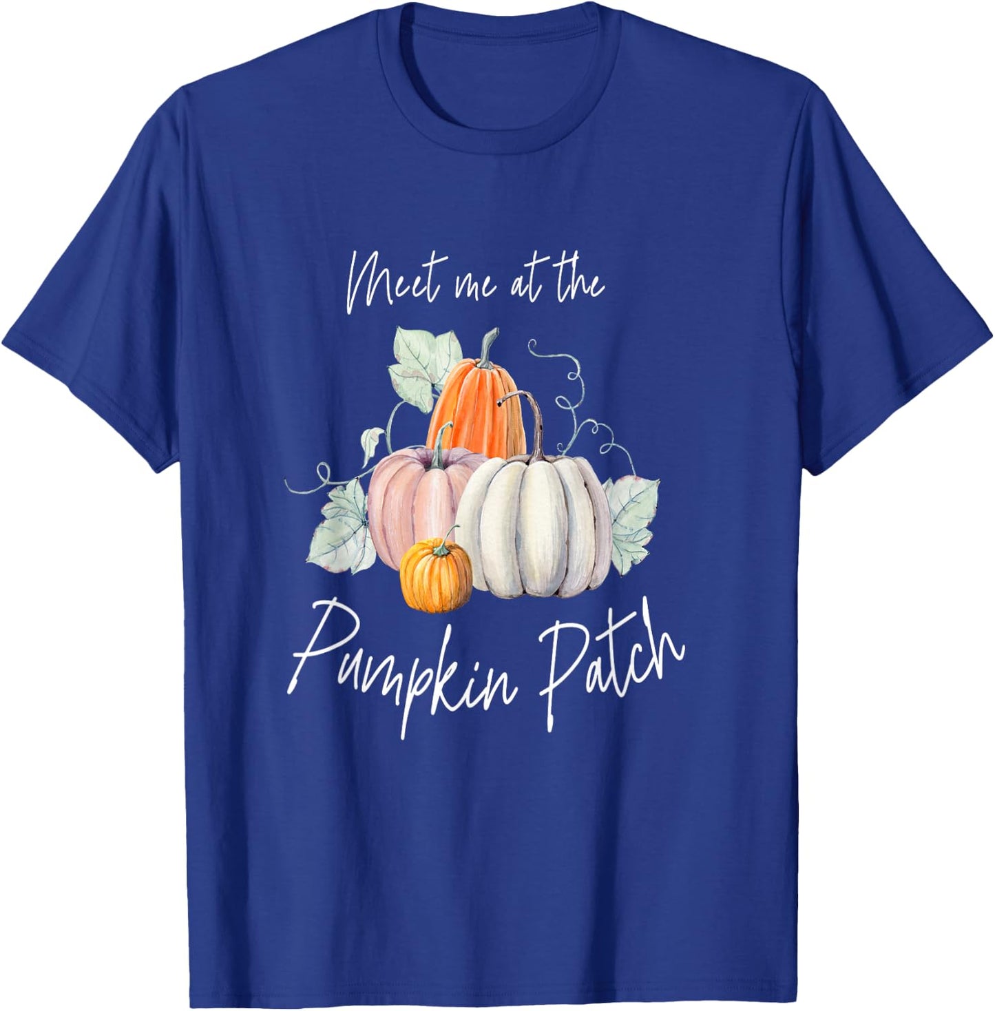 Botanical Cute Autumn Aesthetic Meet Me at The Pumpkin Patch T-Shirt - T-Shirt | Royal