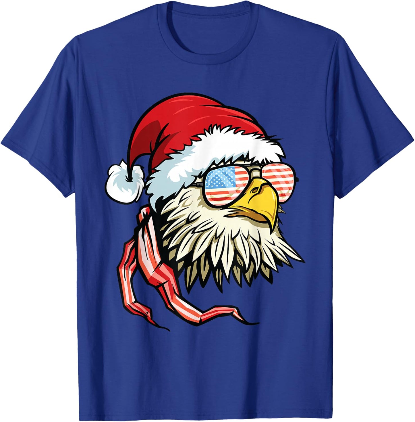 Santa Bald Eagle Shirt USA Flag Christmas Patriotic T-Shirt - T-Shirt | Royal