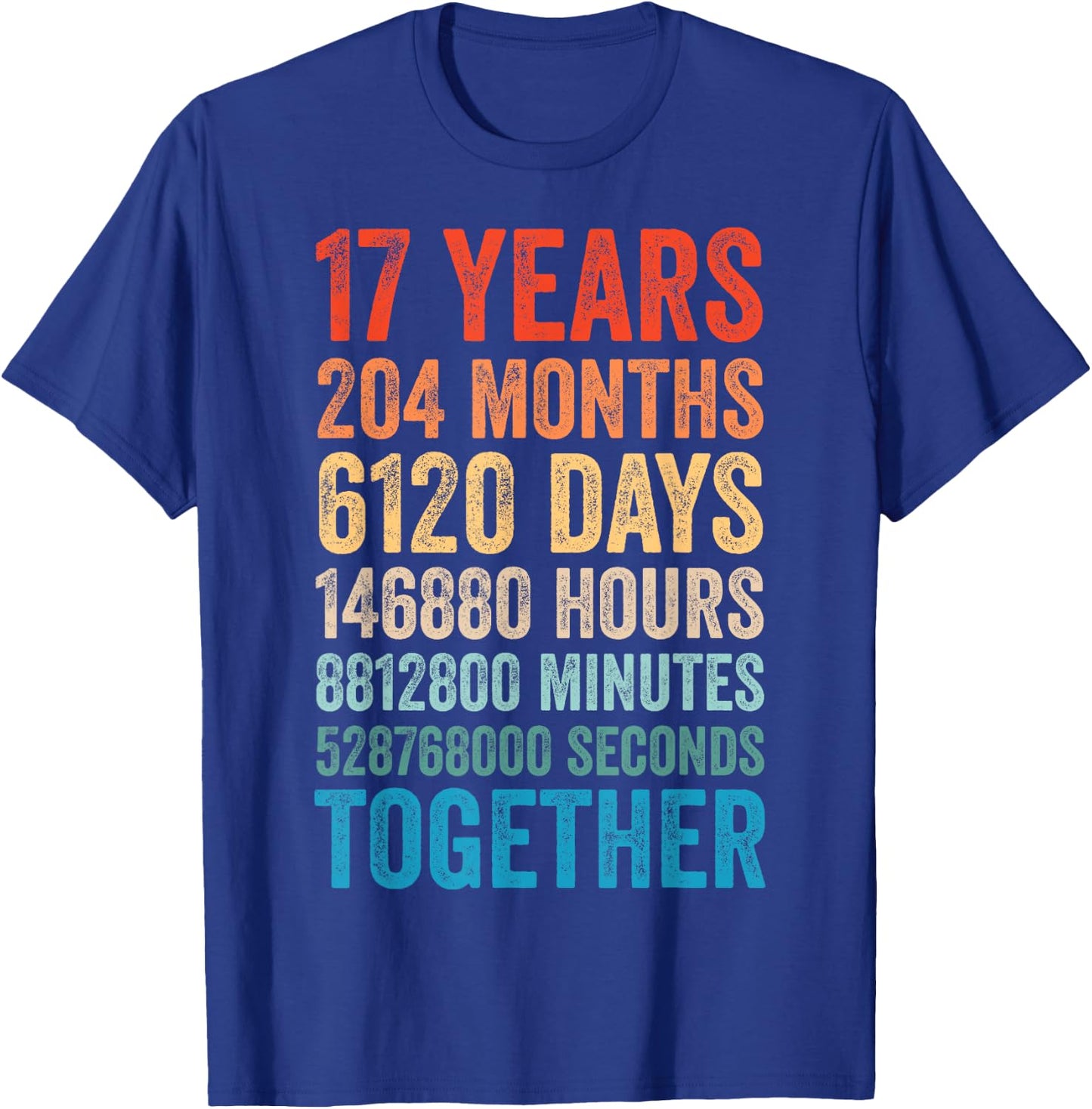 17 Year Anniversary Him Her Couple 17th Wedding T-Shirt - T-Shirt | Royal