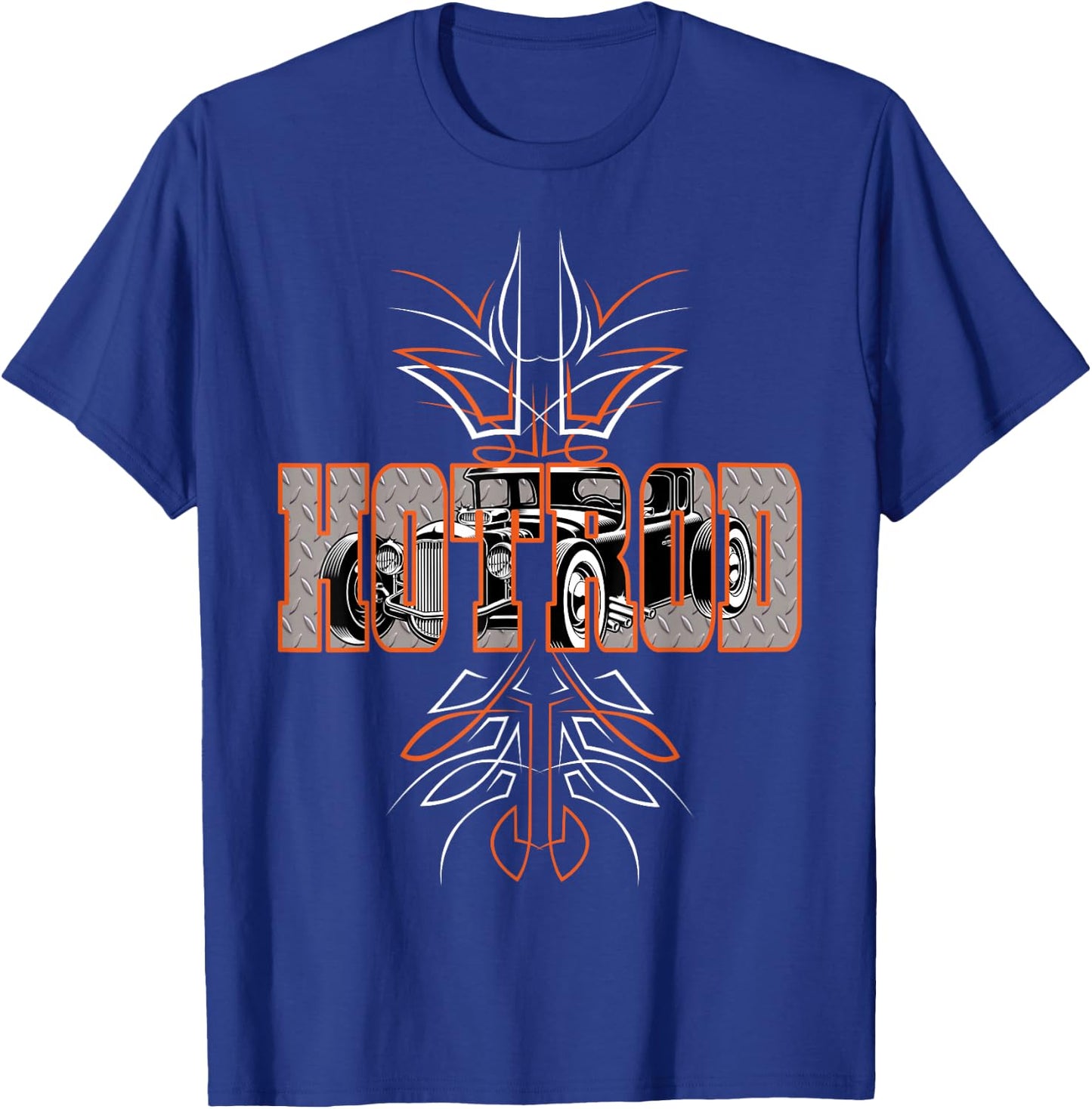 Hot Rods Pinstripes Custom Cars T-Shirt - T-Shirt | Royal