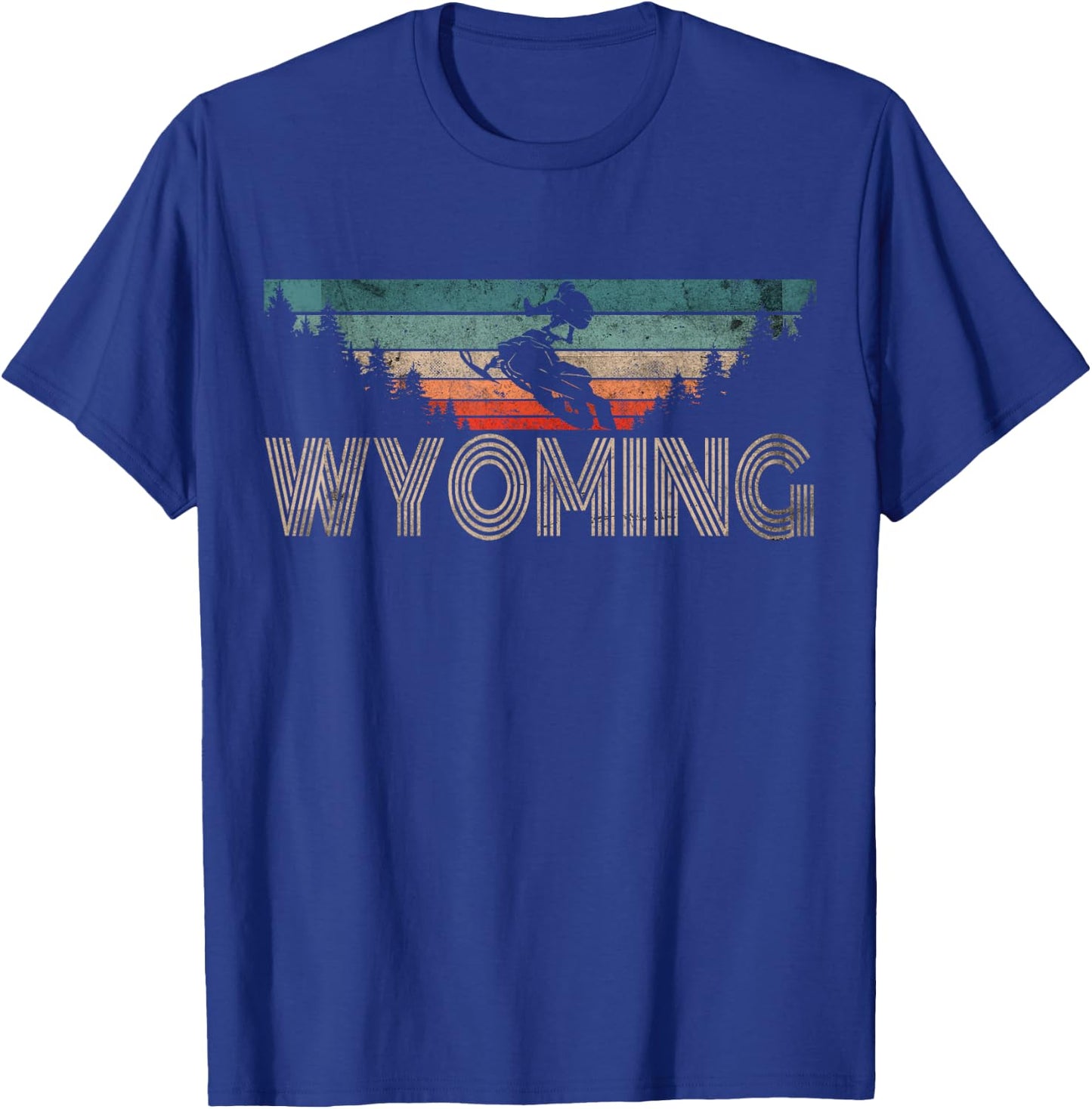 Vintage Wyoming Snowmobile - Retro Snowmobiling T-Shirt - T-Shirt | Royal