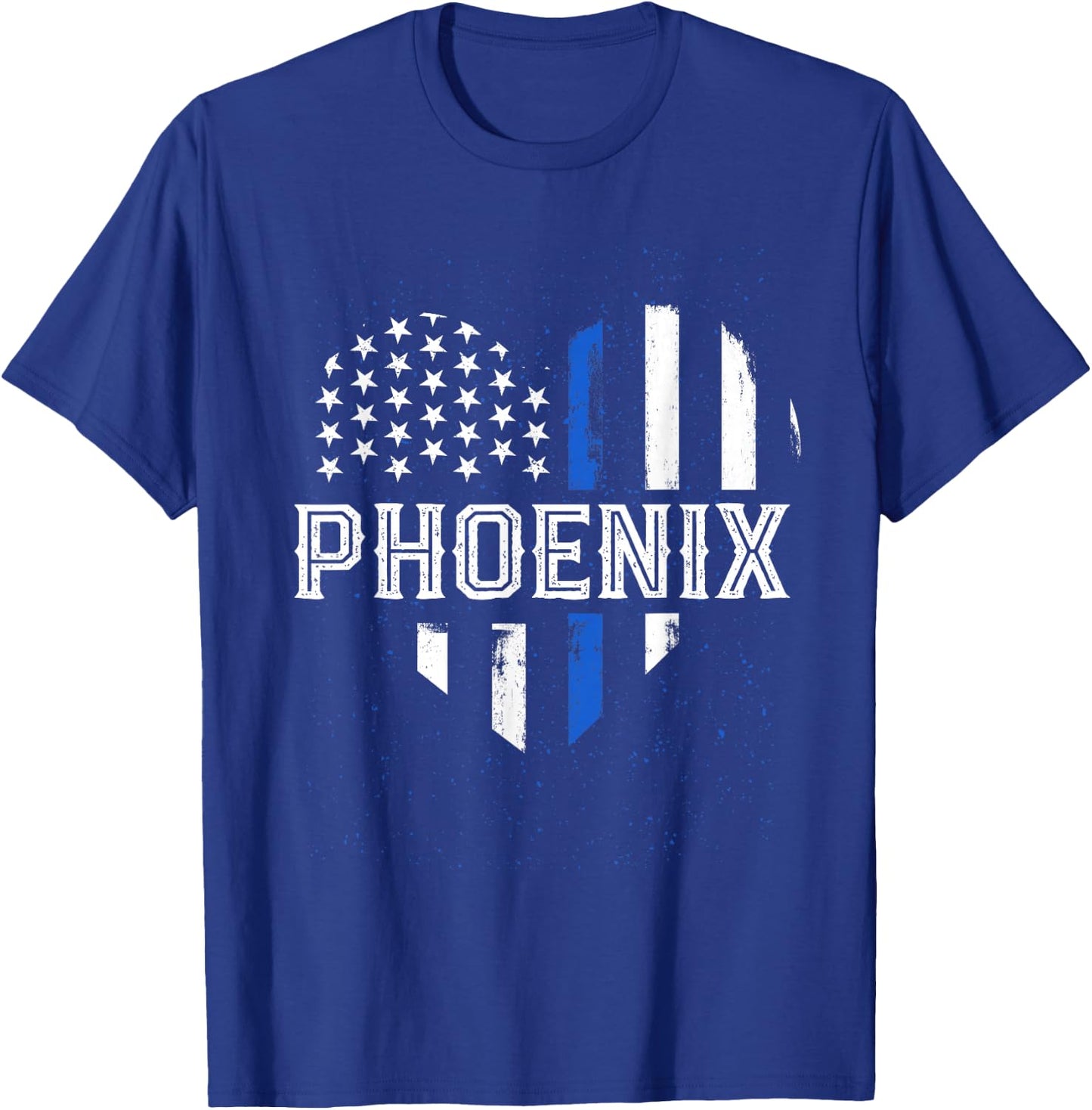 Thin Blue Line Heart Phoenix Police Officer Patriotic Cops T-Shirt - T-Shirt | Royal