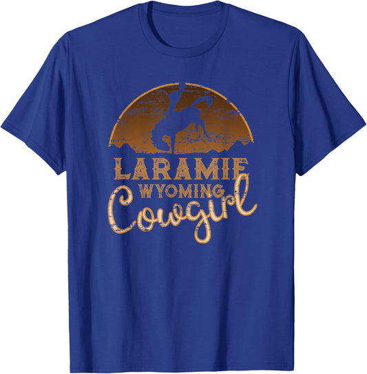 Laramie Wyoming WY Wild West Rodeo Cowgirl T-Shirt - T-Shirt | Royal
