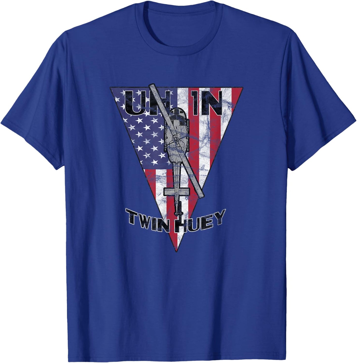 UH-1N Twin Huey Military Helicopter Patriotic Vintage T-Shirt - T-Shirt | Royal