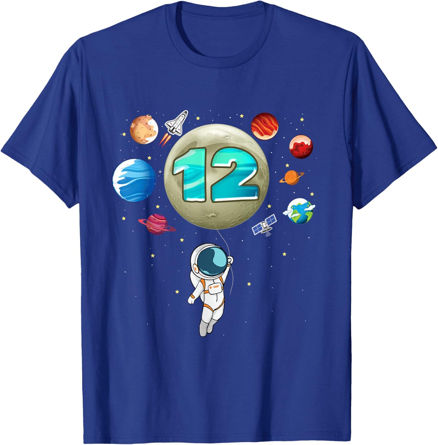12th Birthday Space Lover Astronaut 12 Years Old Bday T-Shirt - T-Shirt | Royal