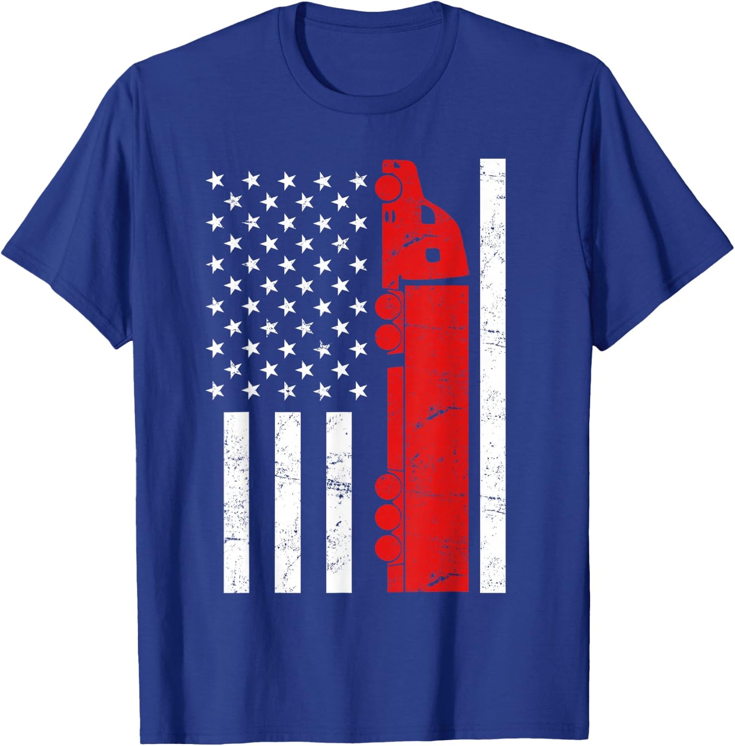 Truck Driver USA Flag Trucker Design Truck Driver Vintage T-Shirt - T-Shirt | Royal