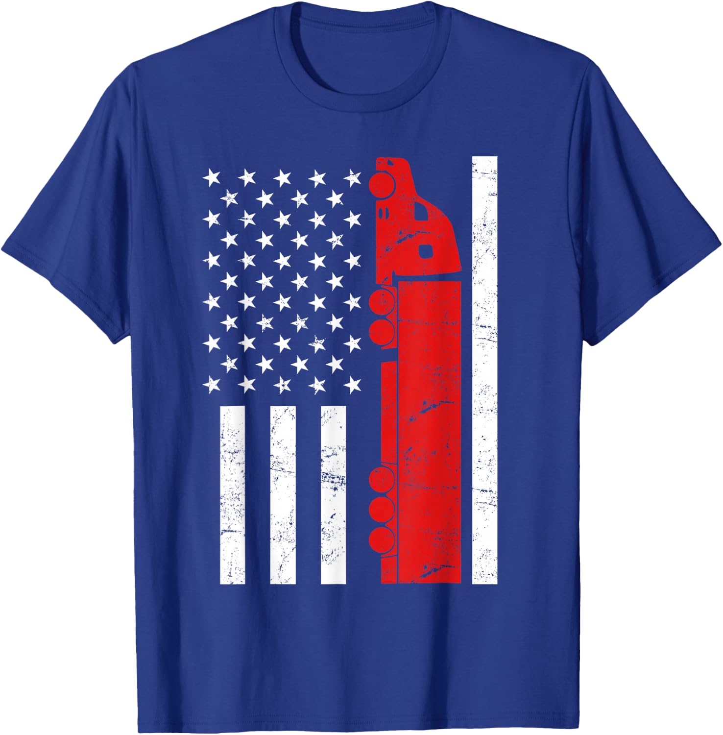 Truck Driver USA Flag Trucker Design Truck Driver Vintage T-Shirt - T-Shirt | Royal