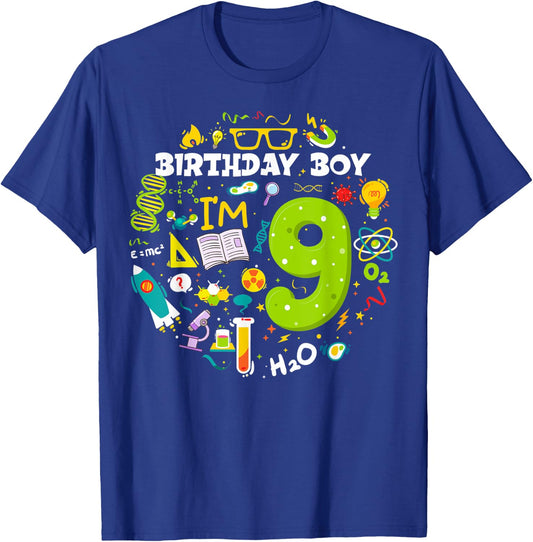 9 Year Old Boy Scientist 9th Birthday Boy Science T-Shirt - T-Shirt | Royal
