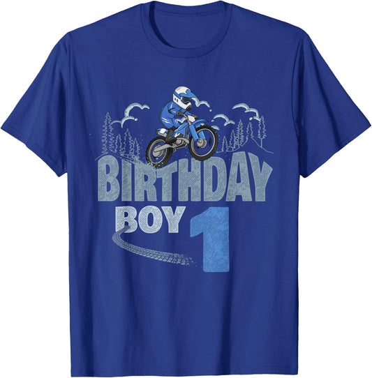 1st Birthday Boy Dirt Bike Motocross 1 Year Old Bday T-Shirt - T-Shirt | Royal