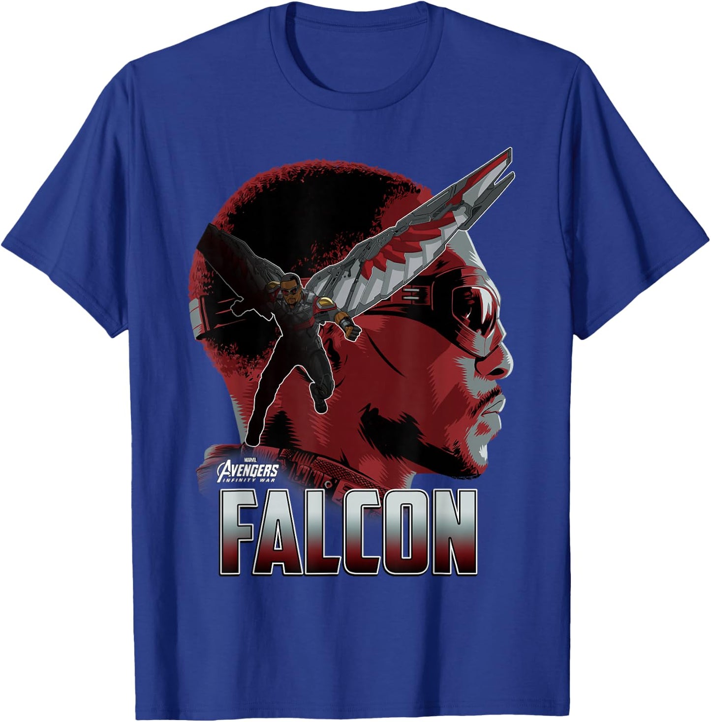 Marvel Infinity War Falcon Big Head Profile Graphic T-Shirt - T-Shirt | Royal