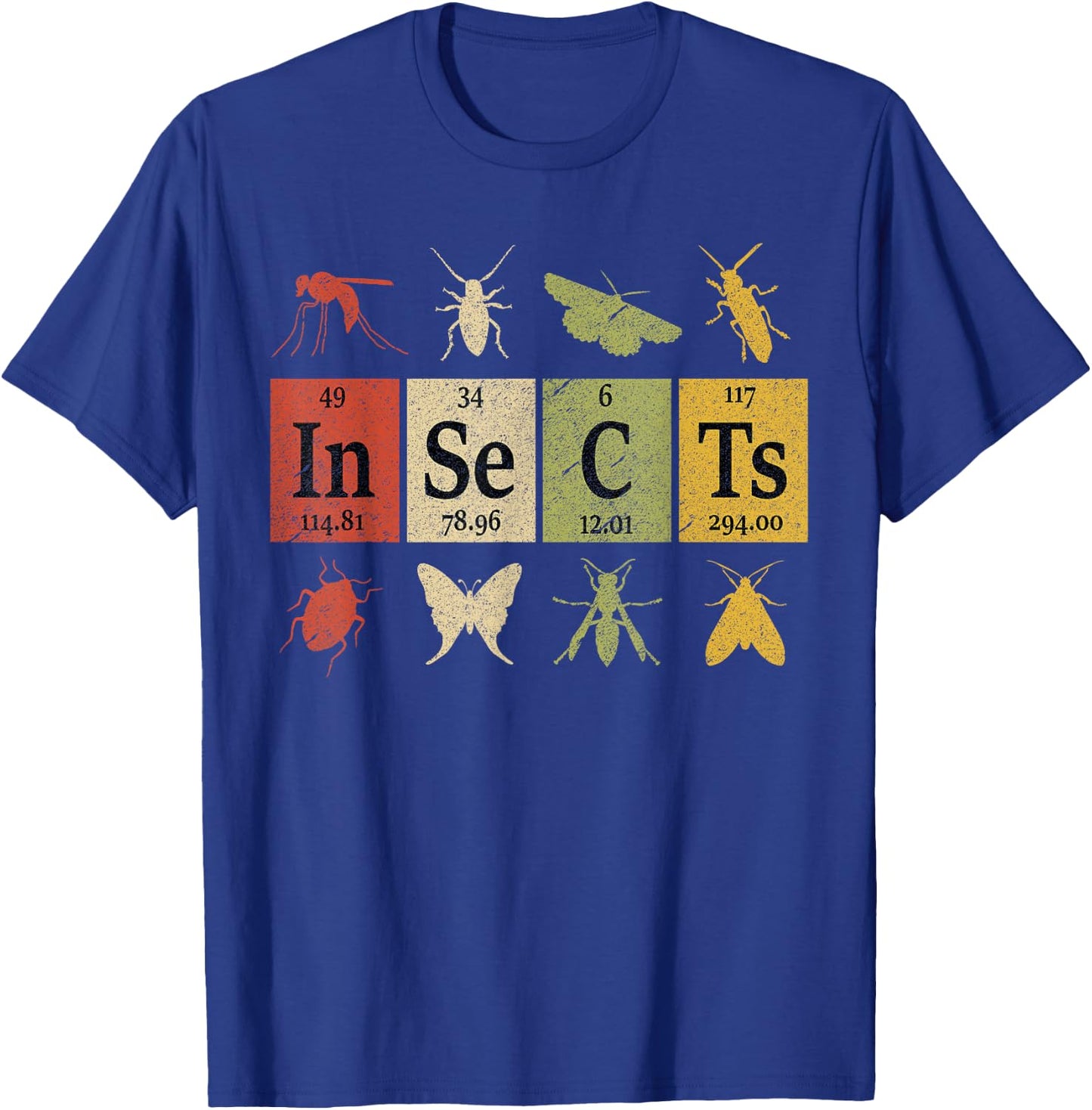 Insects Periodic Table Elements Entomologist Retro Bugs T-Shirt - T-Shirt | Royal