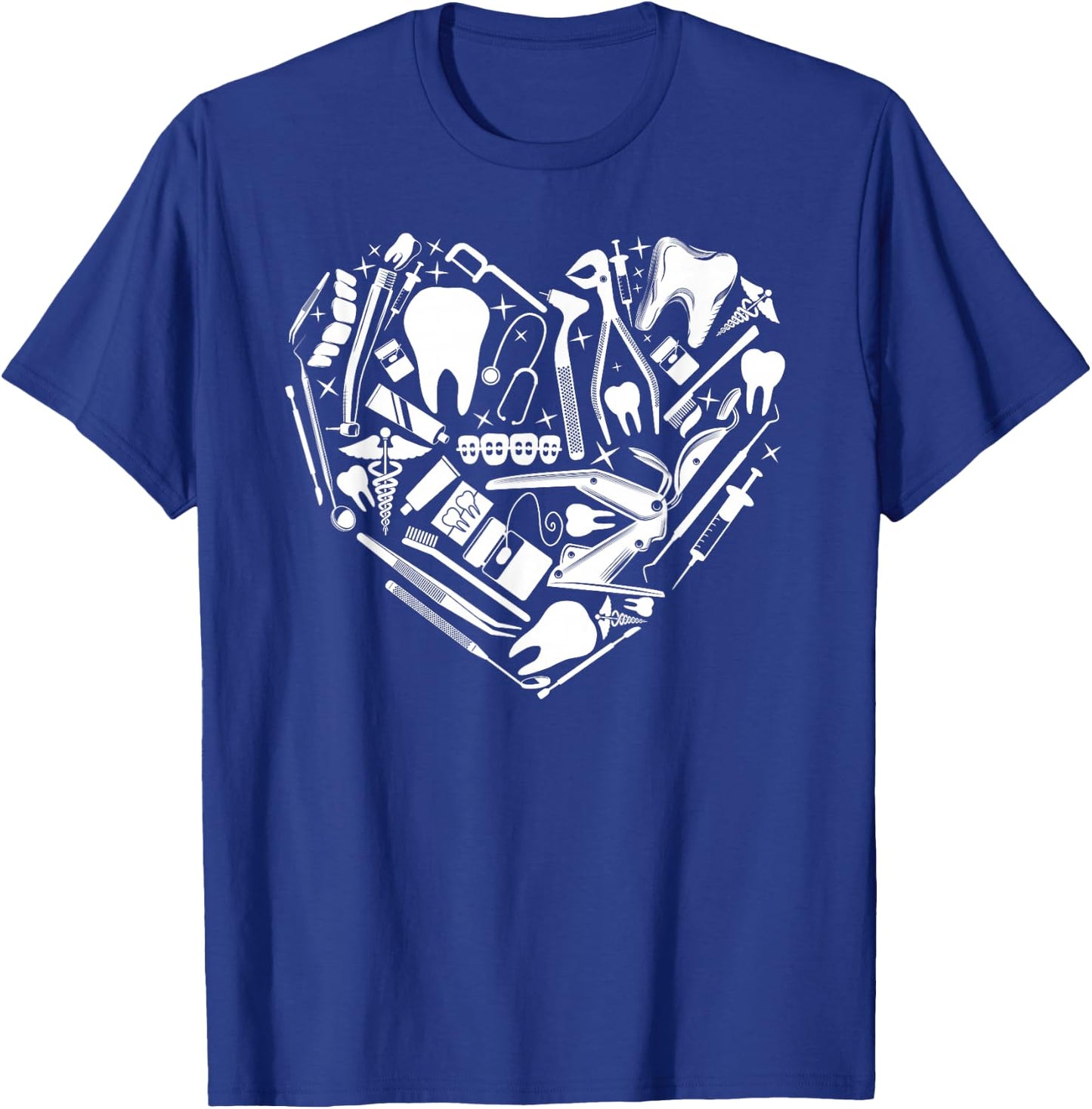 Dentist Dental Assistant Hygienist Heart Tools T-Shirt - T-Shirt | Royal