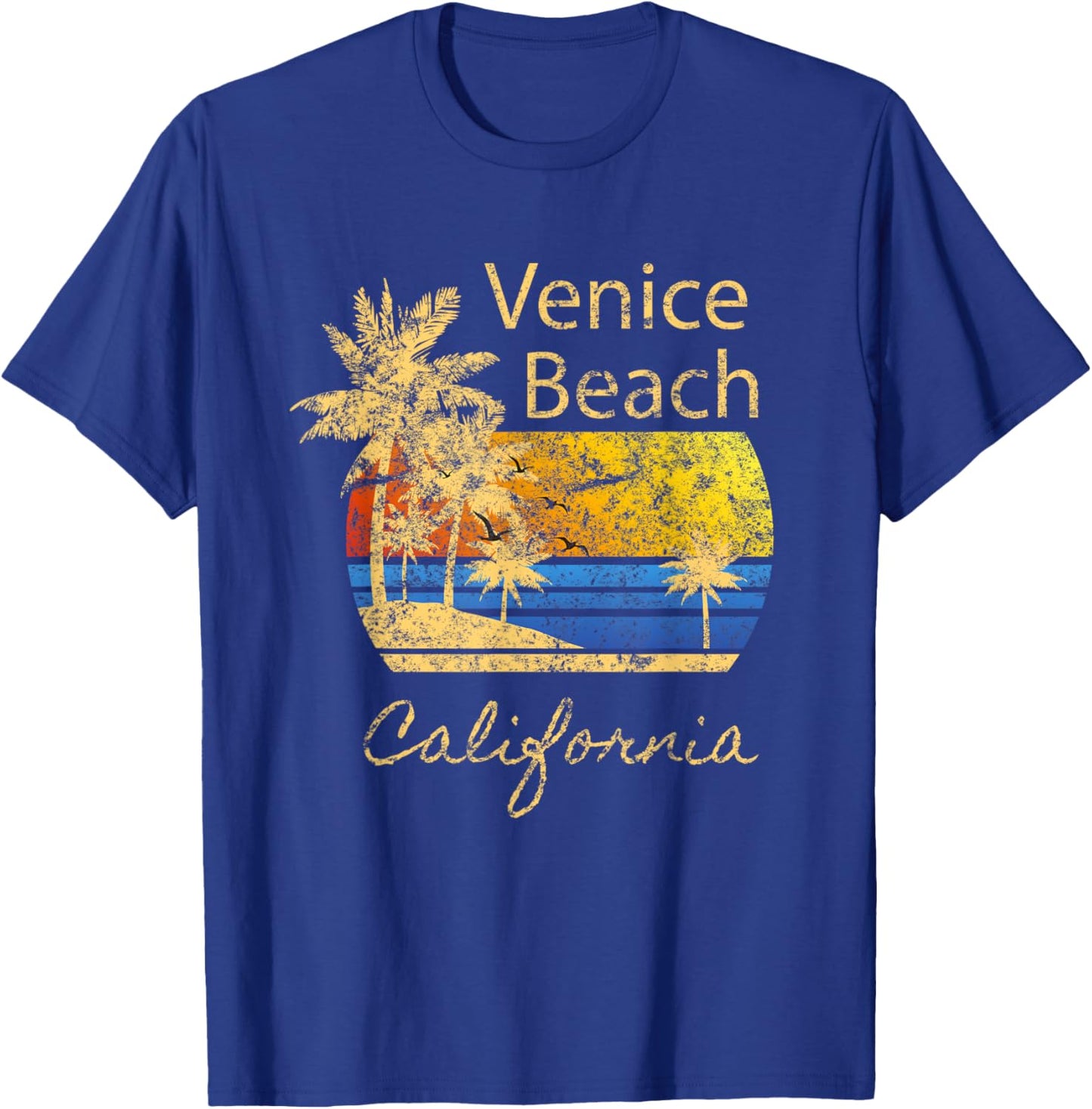 Original Venice Beach CA Sunset Distressed Novelty Art Women Kids T-Shirt - T-Shirt | Royal