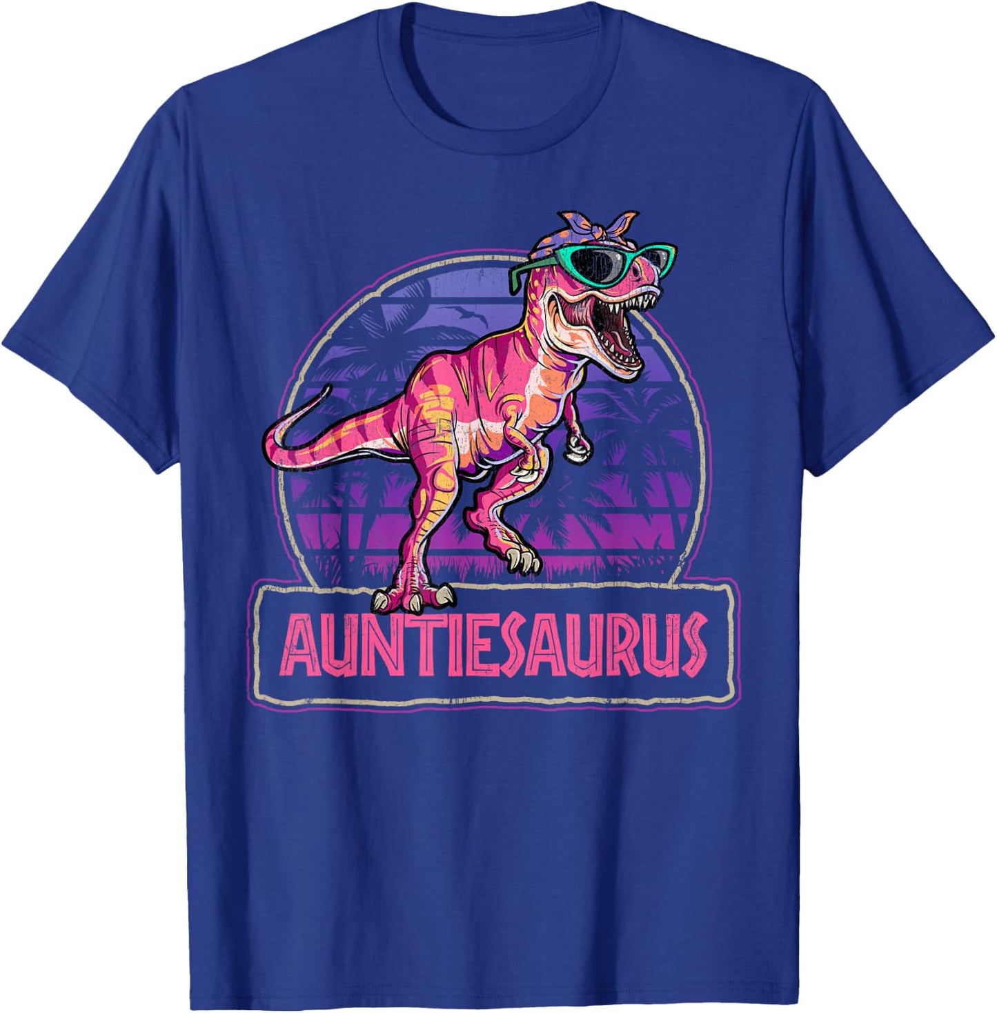 Auntiesaurus T Rex Dinosaur Auntie Saurus Family Matching T-Shirt - T-Shirt | Royal