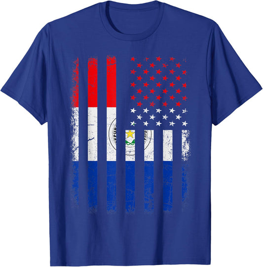 Paraguayan American Flag Paraguayan Roots Paraguay America Women Kids Men T-Shirt - T-Shirt | Royal