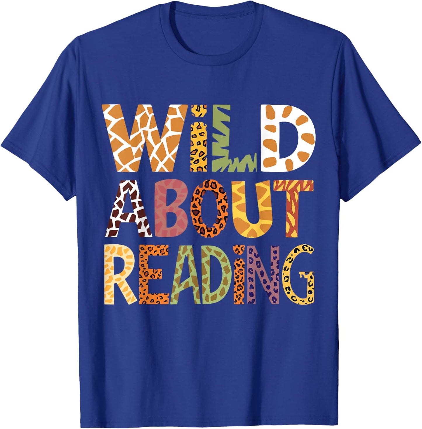 Wild About Reading Book Animal Children's Book Lover Teacher T-Shirt - T-Shirt | Royal