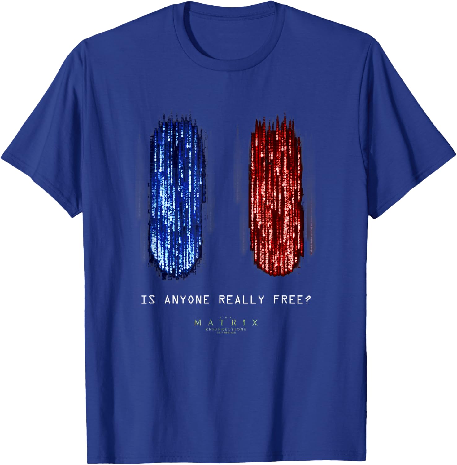 The Matrix Resurrections Red Versus Blue Pill Poster T-Shirt - T-Shirt | Royal