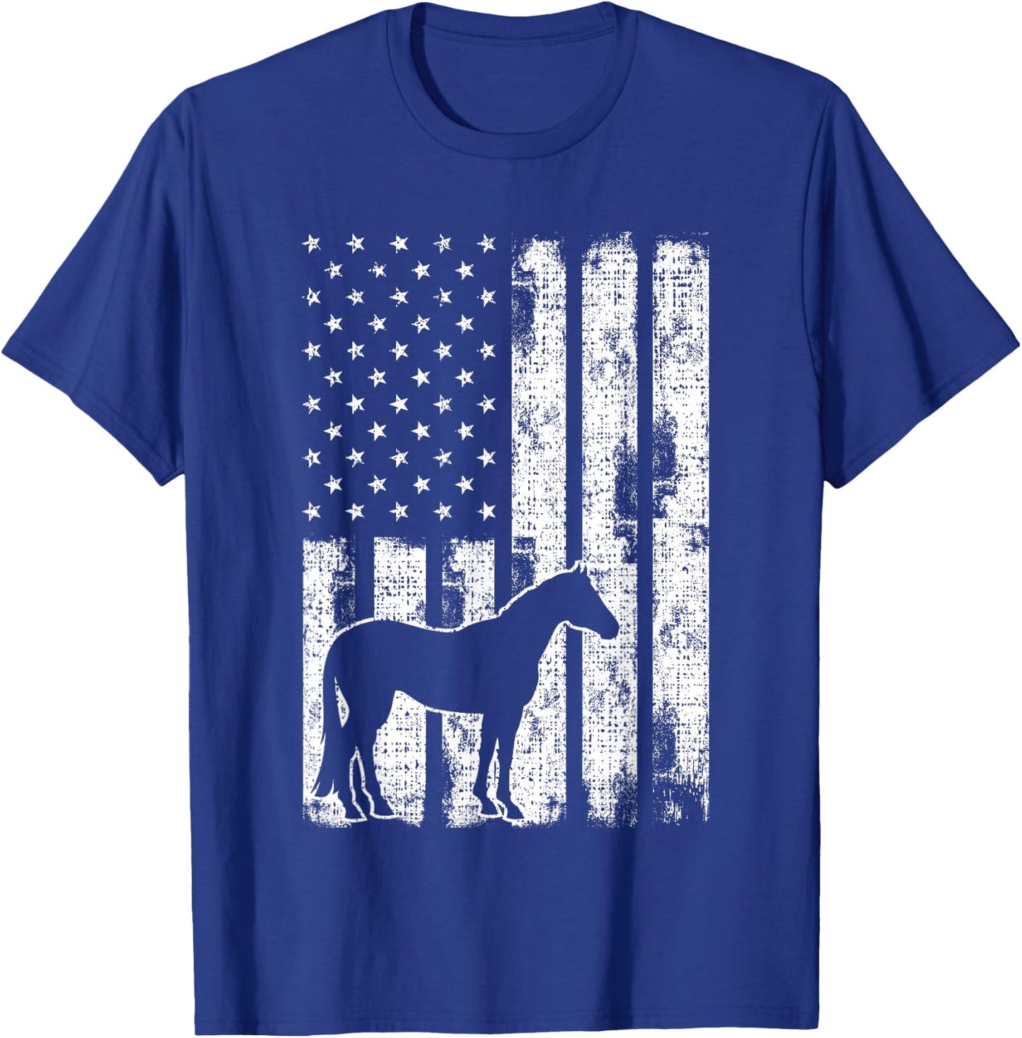 Freedom Horse Patriotic Horse American Flag Horseback Riding T-Shirt - T-Shirt | Royal