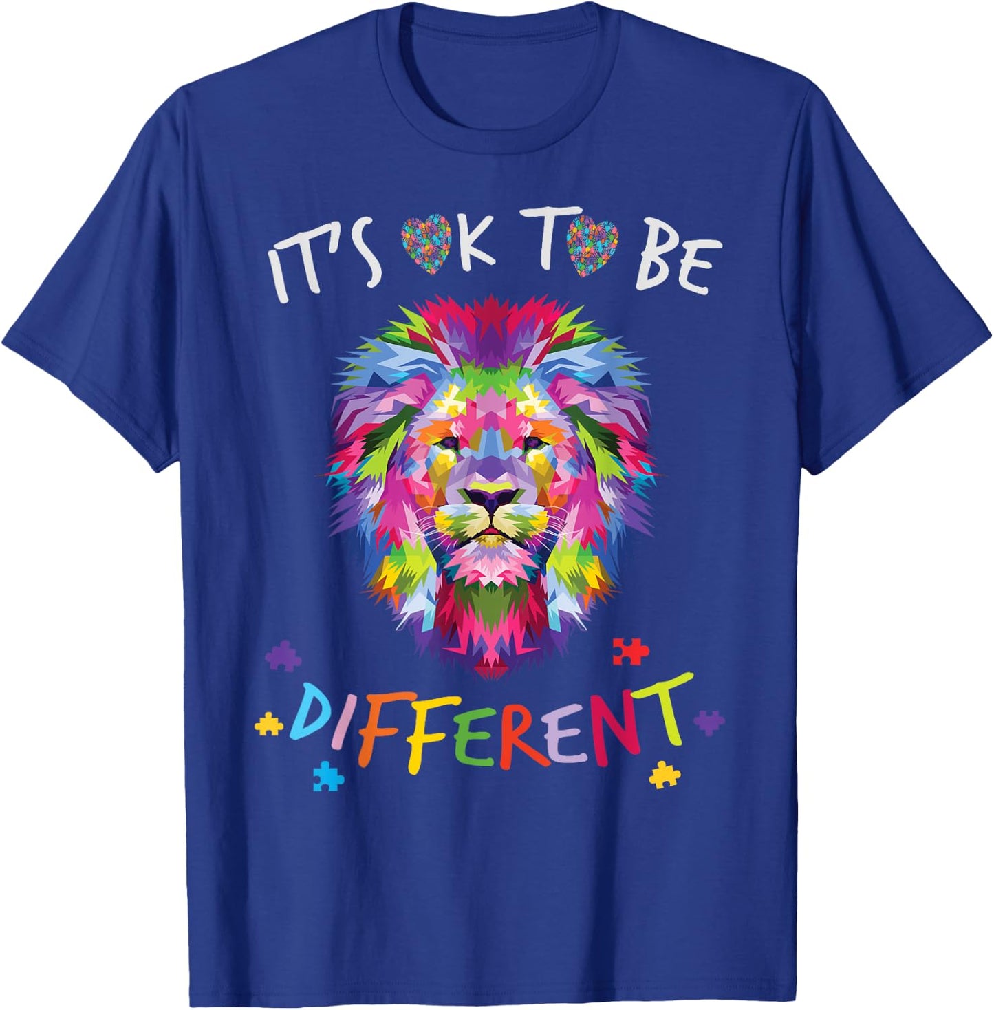 It's OK to be different Colorful Lion Autism Awareness month T-Shirt - T-Shirt | Royal