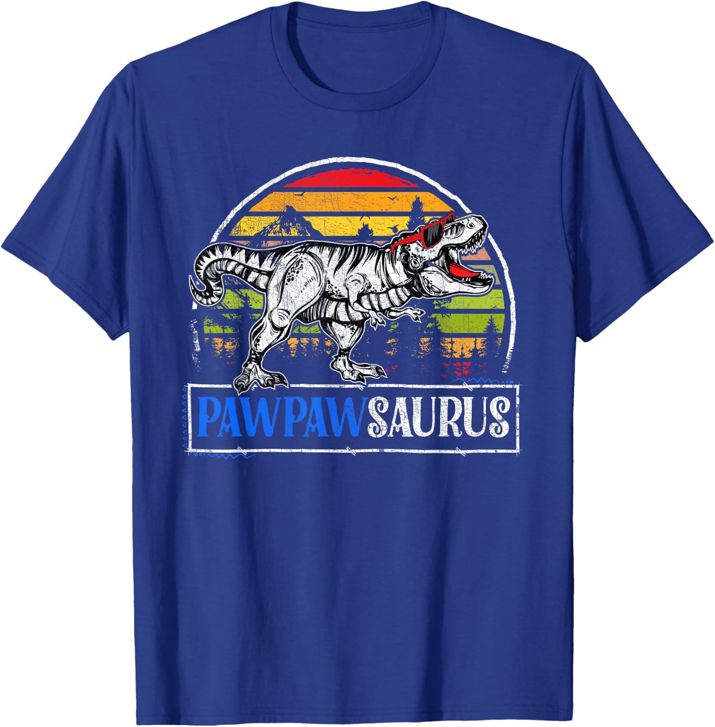 T Rex Dinosaur Pawpaw Saurus Pawpawsaurus Funny Fathers Day T-Shirt - T-Shirt | Royal