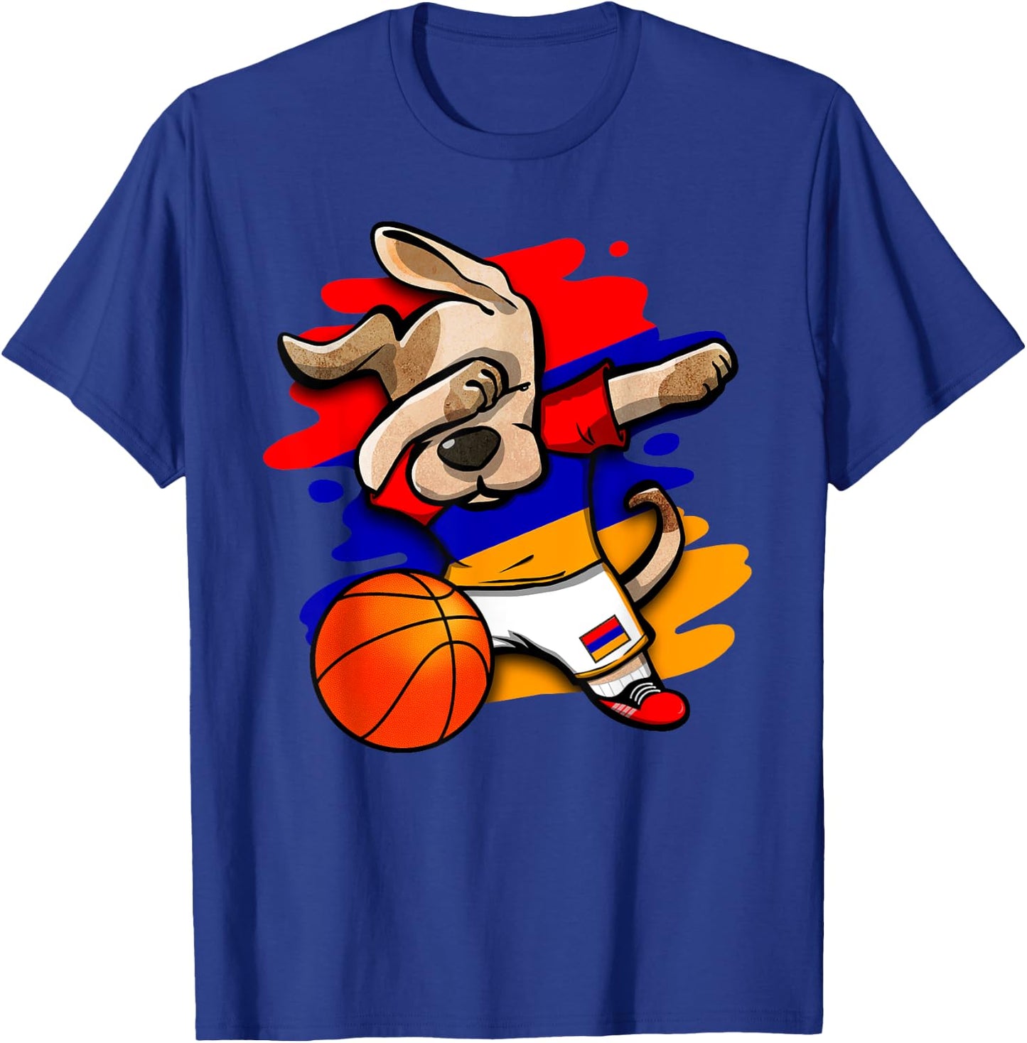 Dabbing Dog Armenia Basketball Fans Jersey Armenian Flag T-Shirt - T-Shirt | Royal