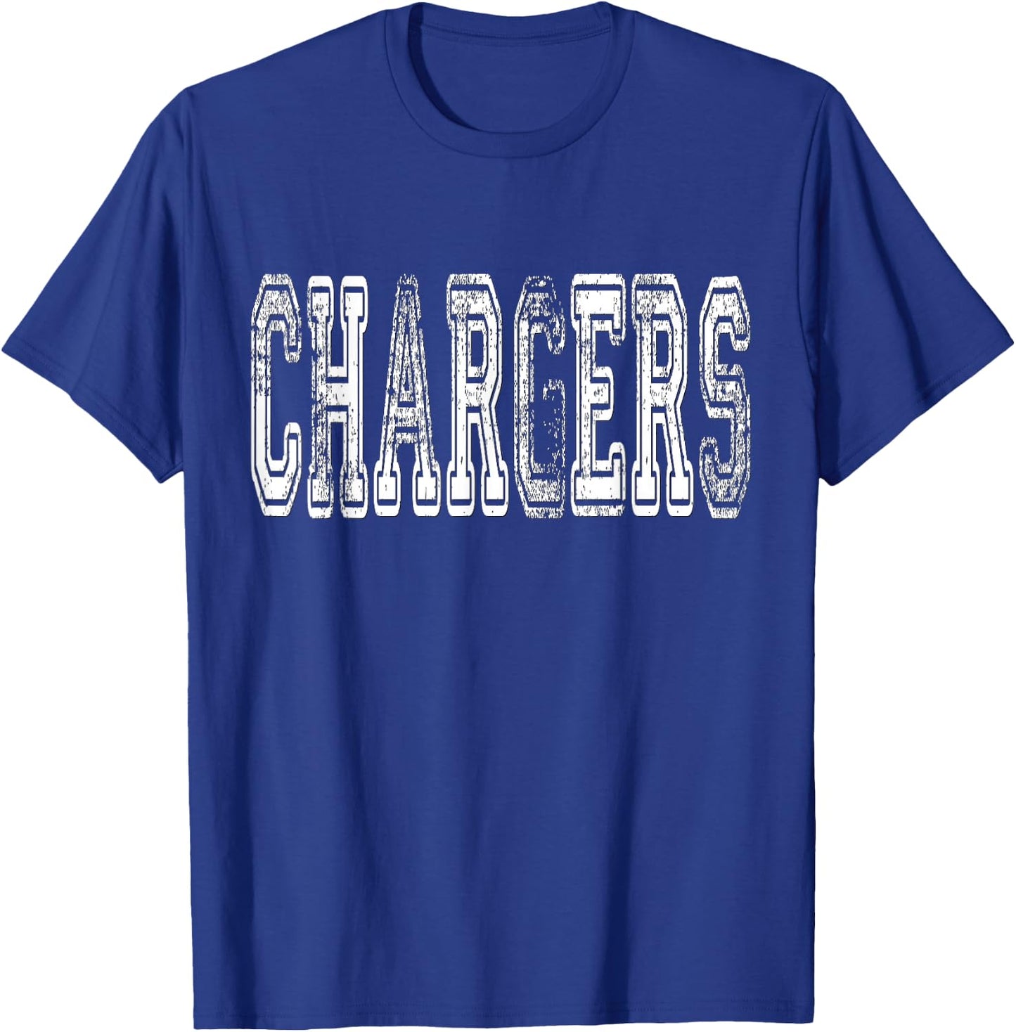 Chargers Mascot Distressed Vintage School Sports Name Fans T-Shirt - T-Shirt | Royal