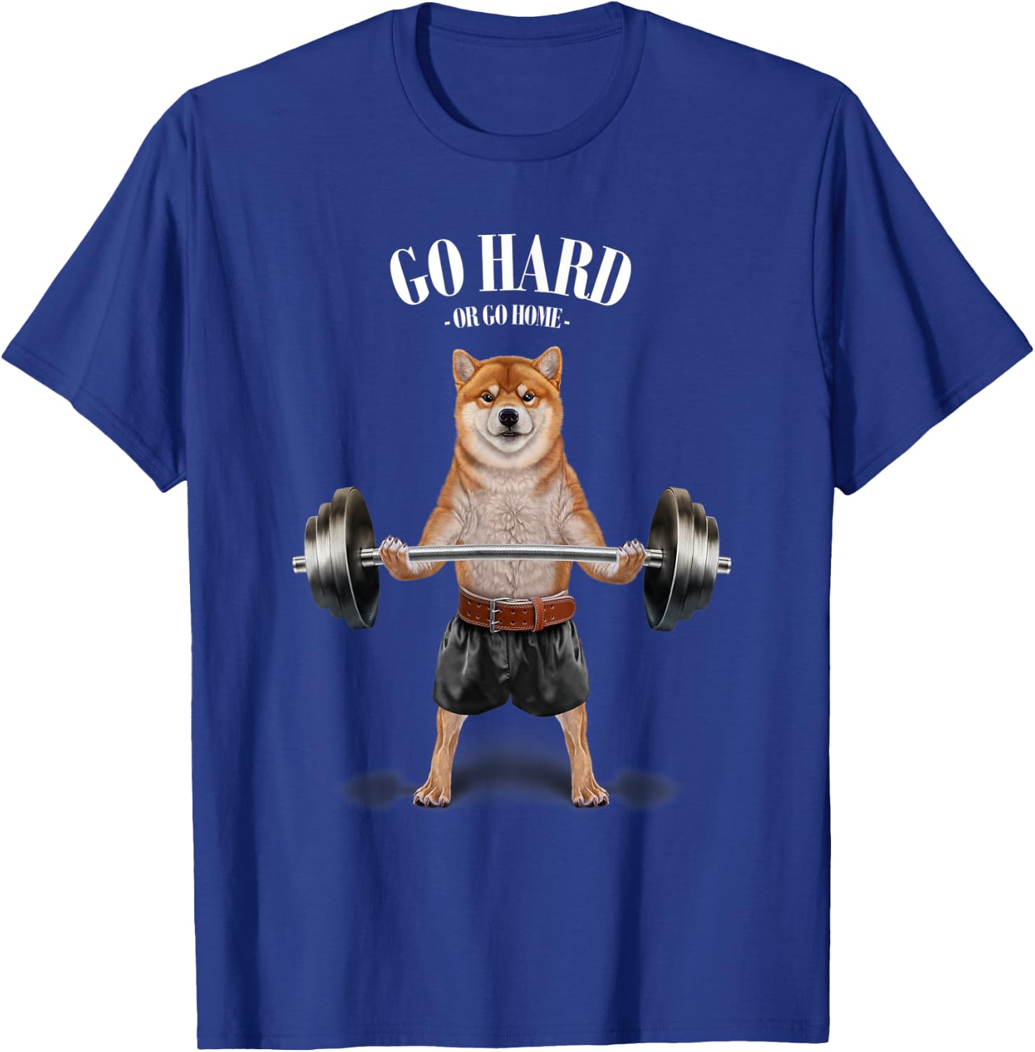 Shiba Inu Dog Weightlifting in Fitness Gym T-Shirt - T-Shirt | Royal