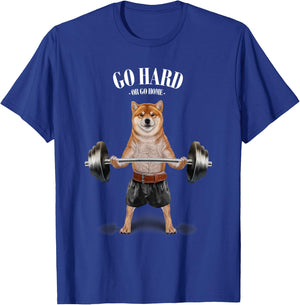 Shiba Inu Dog Weightlifting in Fitness Gym T-Shirt - T-Shirt | Royal