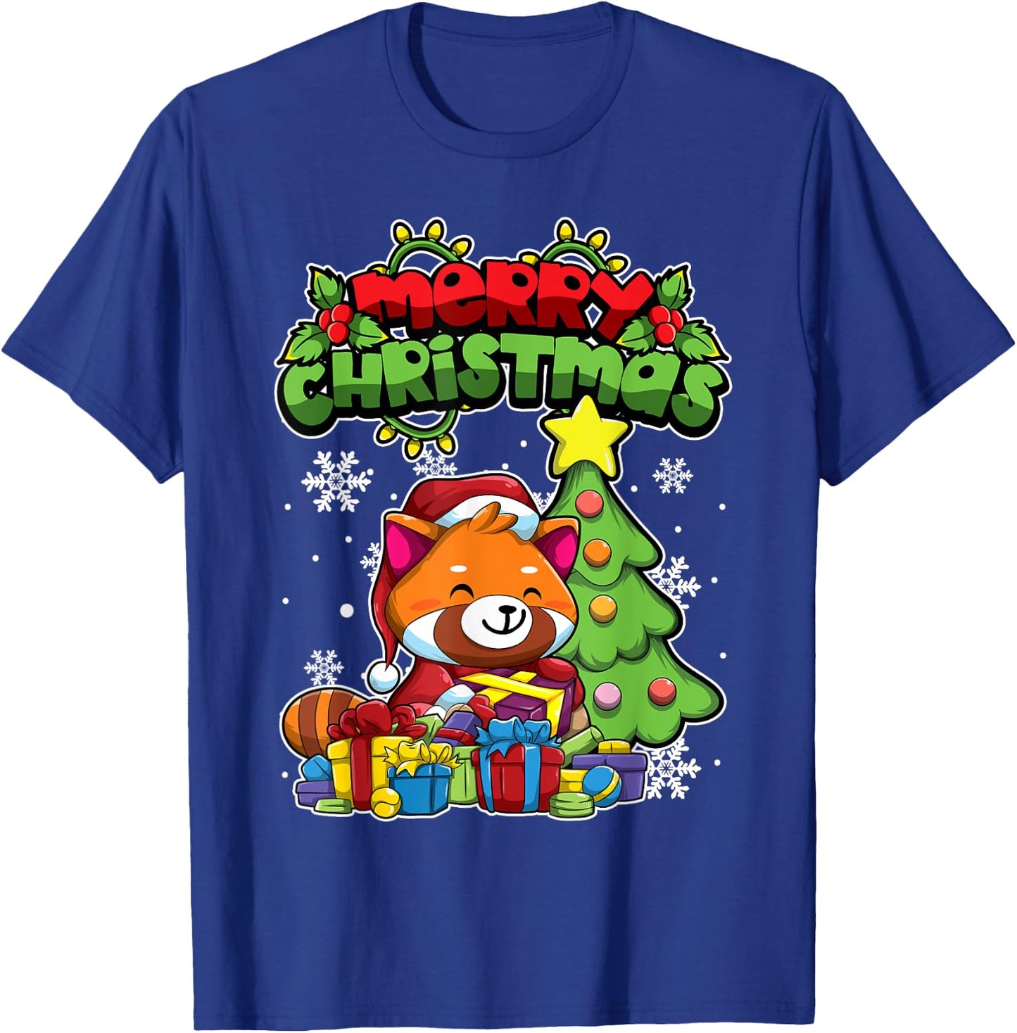 Merry Christmas Animals - Xmas Red Panda T-Shirt - T-Shirt | Royal