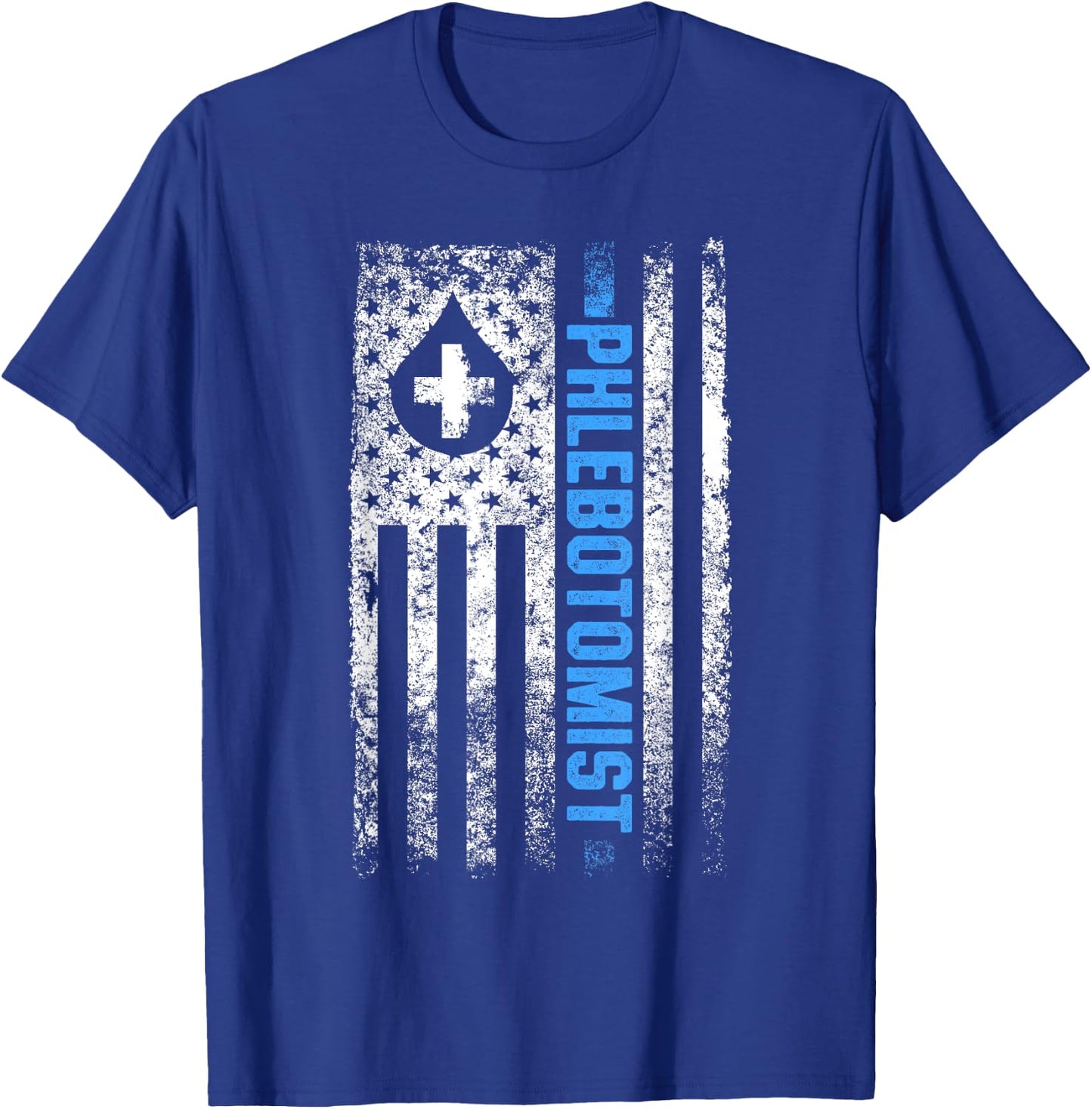 Phlebolyse Krankenschwester Analyse Vene Geschenk US Flag Phlebotomy Phlebotomic Blood Doctor T-Shirt - T-Shirt | Royal