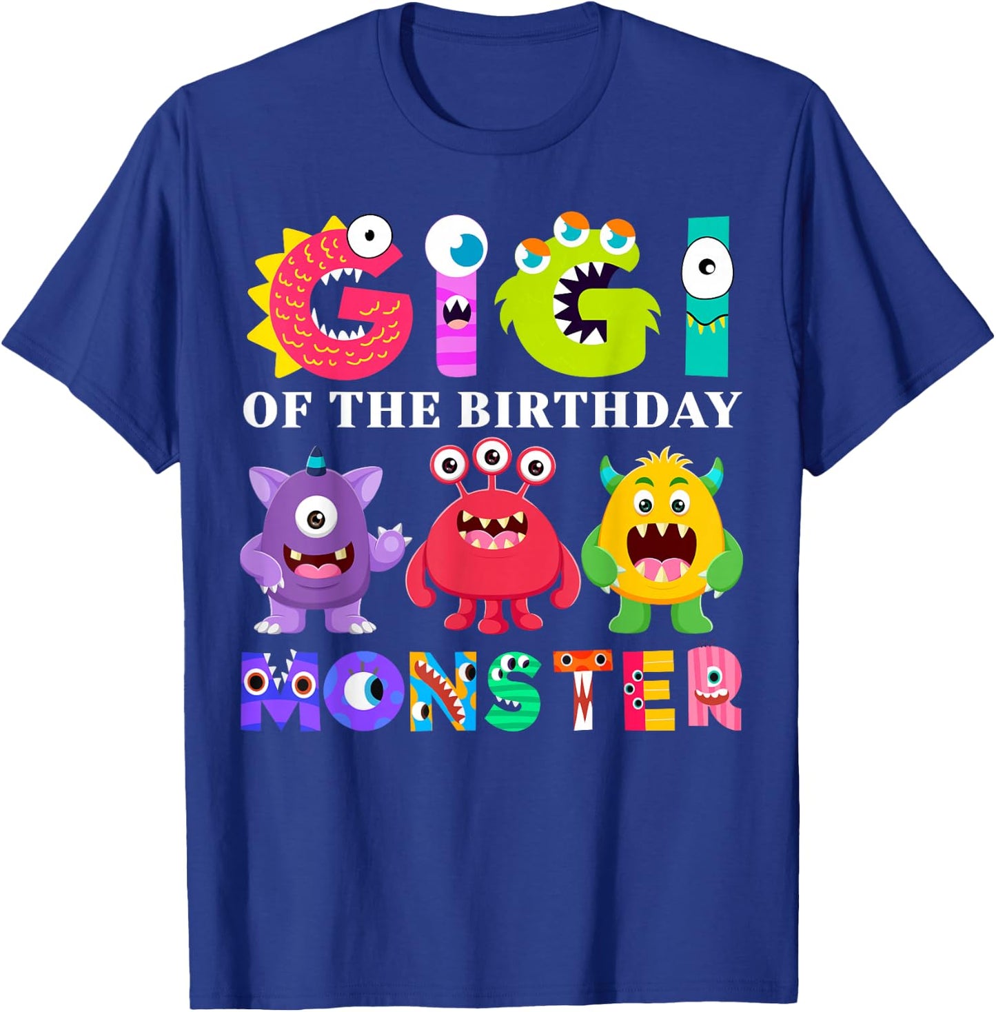 Gigi Little Monster Kids 1st Birthday Party Family Monster T-Shirt - T-Shirt | Royal