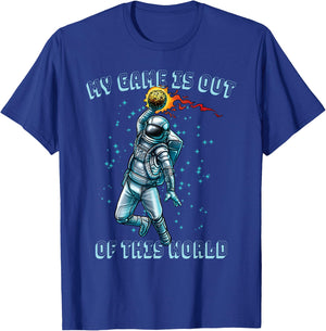 Astronaut Basketball Dunk Outer Space Game Out of This World T-Shirt - T-Shirt | Royal