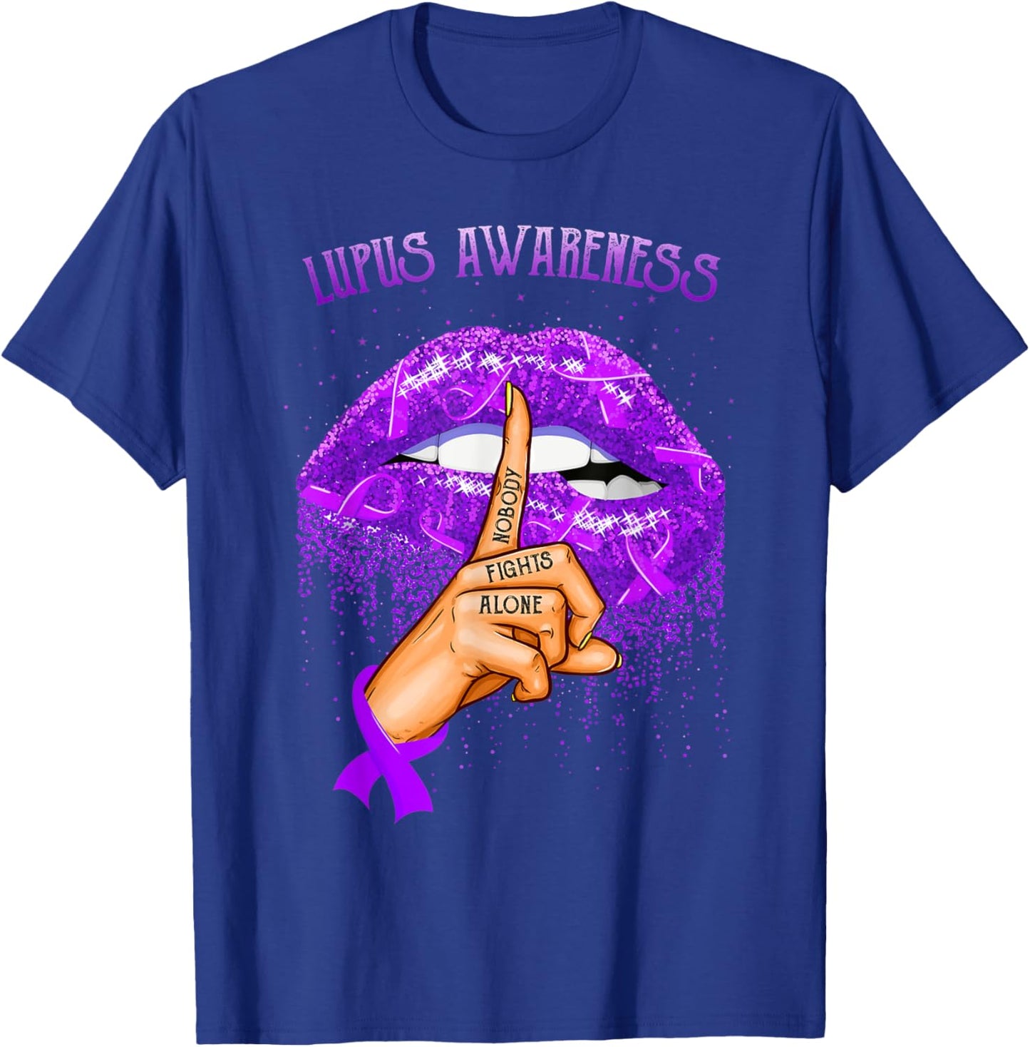 Biting Lips Lupus Awareness Month T-Shirt - T-Shirt | Royal