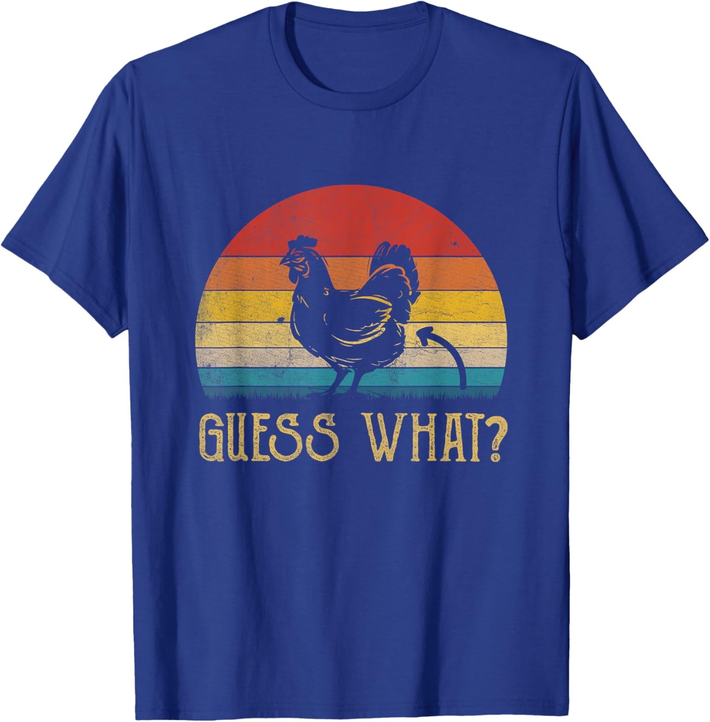 Vintage Guess What Chicken Butt Farm Farmer Funny T-Shirt - T-Shirt | Royal