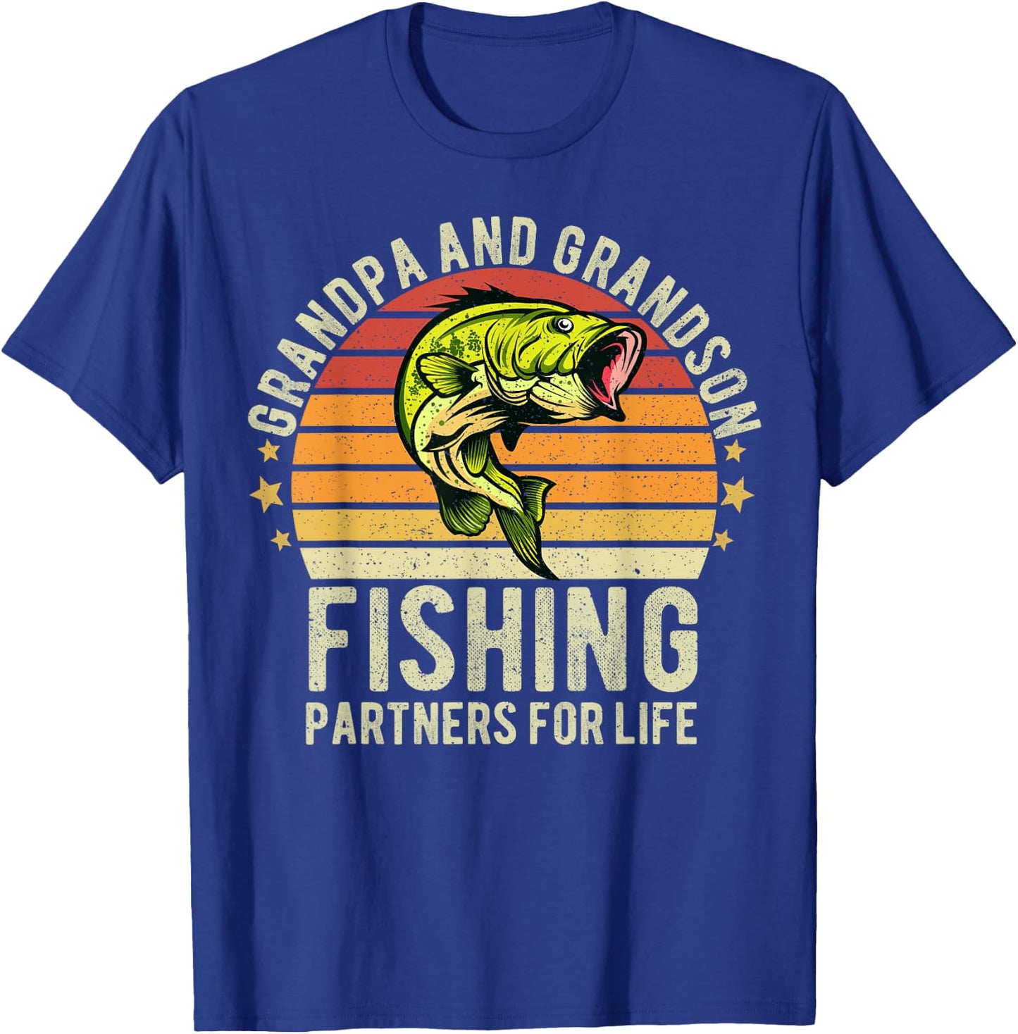 Funny Fisherman Grandpa and Grandson Fishing Partners T-Shirt - T-Shirt | Royal