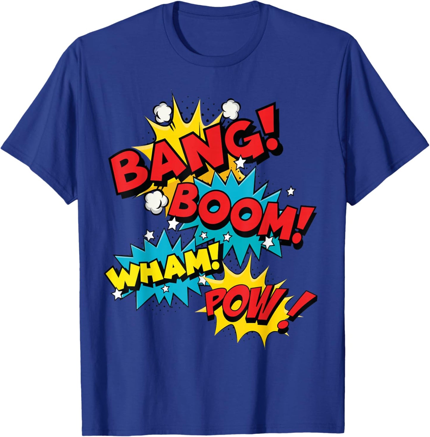 Bang Boom Wham Pow Comic Sound Effect Design T-Shirt - T-Shirt | Royal