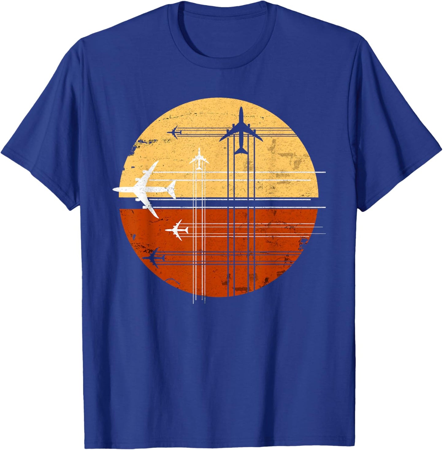 747 Sunrise Vintage Aircraft Retro Art AvGeek Pilot T-Shirt - T-Shirt | Royal