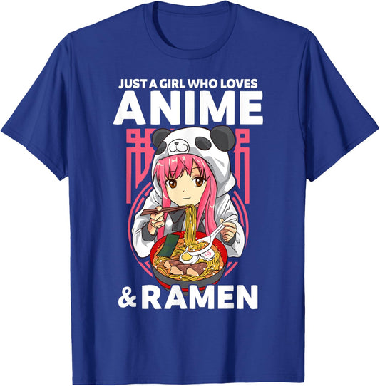 Just A Girl Who Loves Anime and Ramen Bowl Panda Teen Girl T-Shirt - T-Shirt | Royal