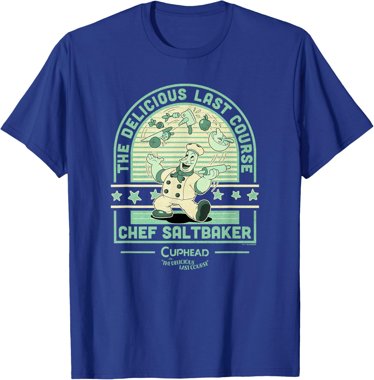The Delicious Last Course Chef Saltbaker Juggling T-Shirt - T-Shirt | Royal