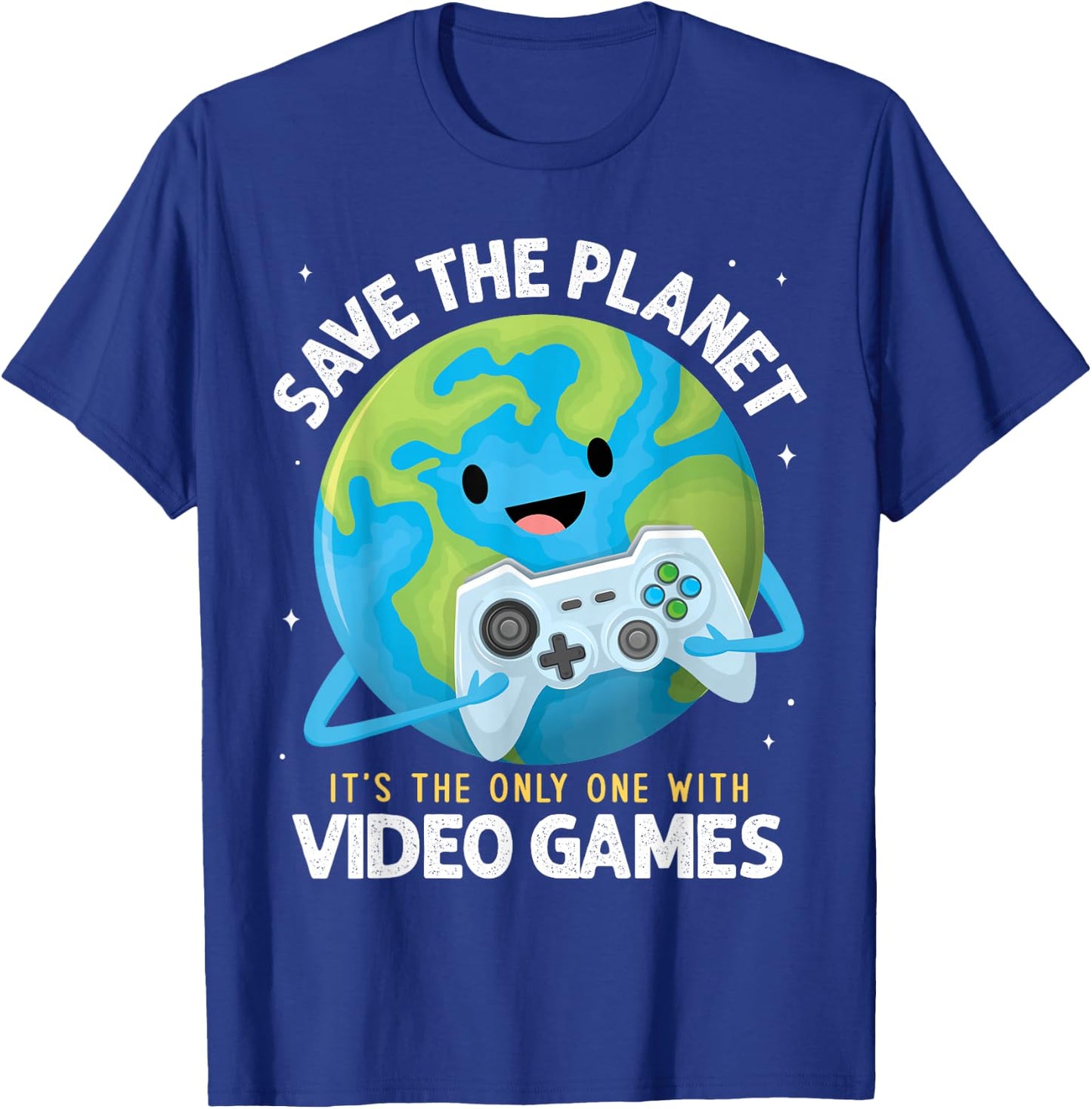 Earth Day Save the Planet Its the Only One with Video Games T-Shirt - T-Shirt | Royal