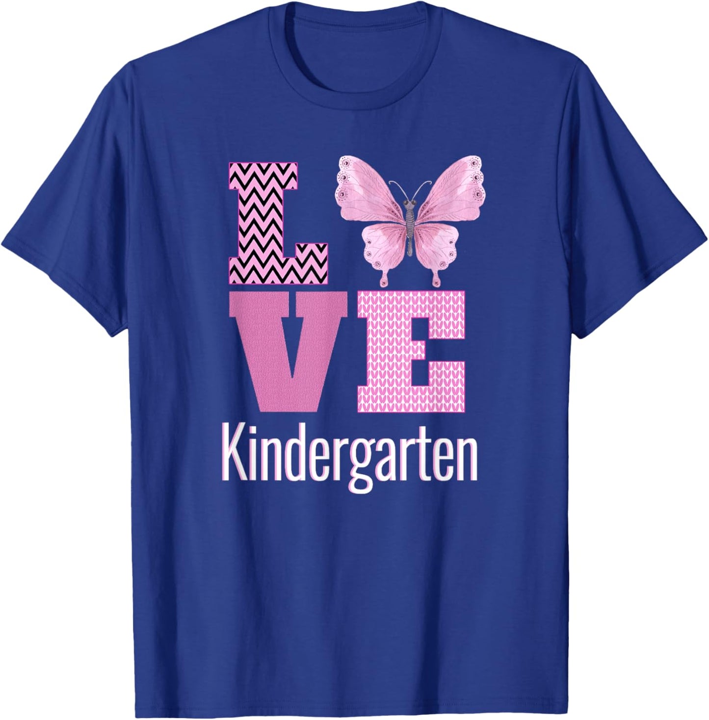 Love Kindergarten Purple Butterfly Kinder Teacher Men Women Girls Kids T-Shirt - T-Shirt | Royal