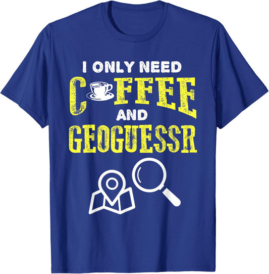 Retro Vintage Coffee And Geoguessr Location T-Shirt - T-Shirt | Royal