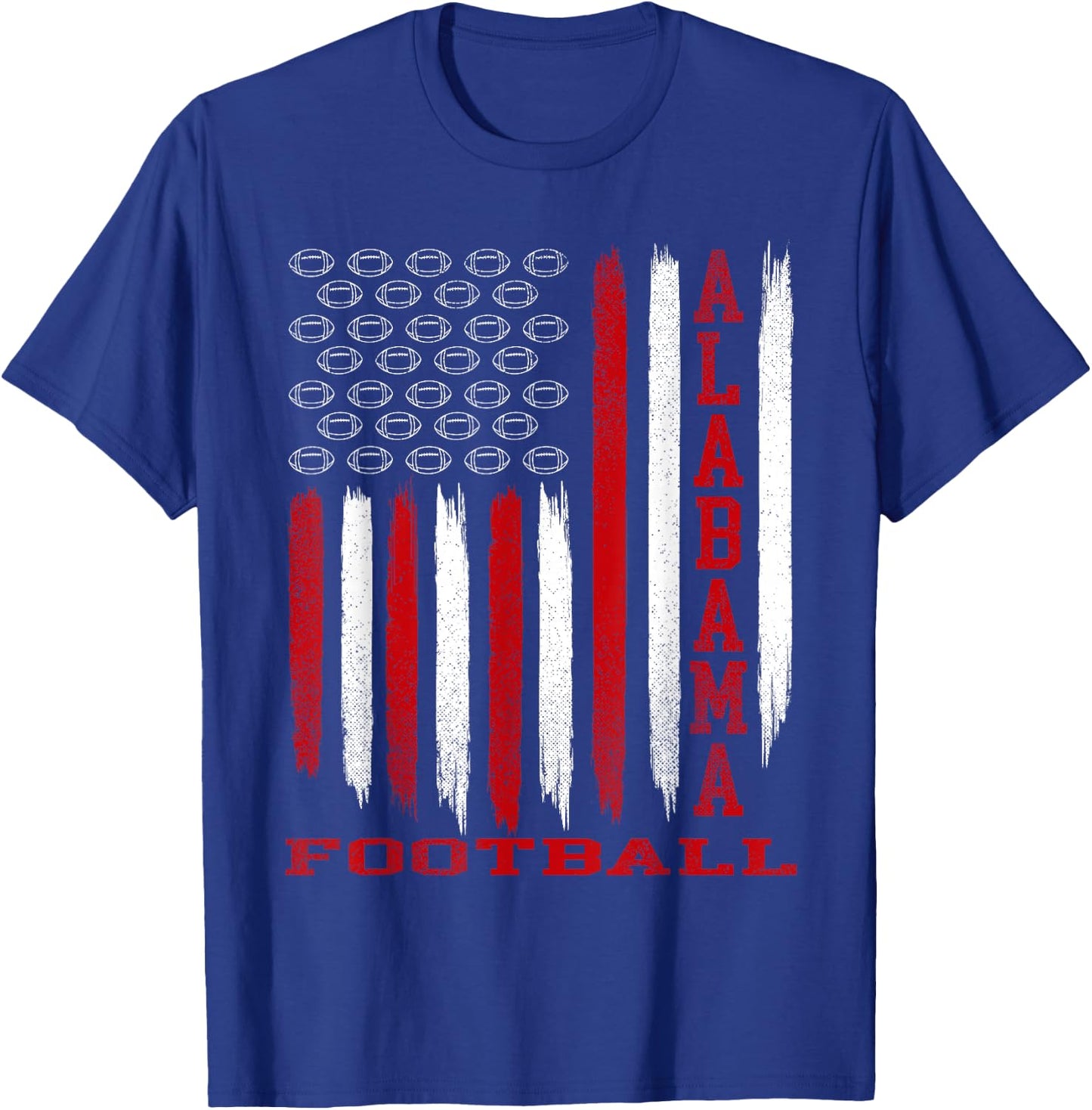 Patriotic USA Flag Alabama Football Season Party T-Shirt - T-Shirt | Royal