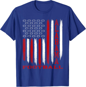 Patriotic USA Flag Alabama Football Season Party T-Shirt - T-Shirt | Royal