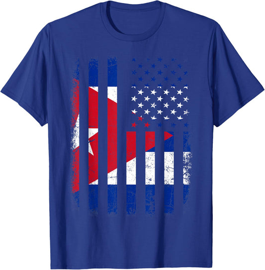 Cuban American Flag Cuban Roots Cuba America T-Shirt - T-Shirt | Royal
