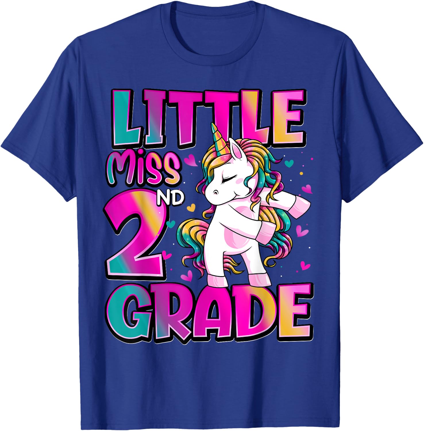 Little Miss 2nd Grade Unicorn Back To School 2nd Grade Girls T-Shirt - T-Shirt | Royal