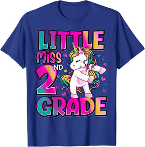 Little Miss 2nd Grade Unicorn Back To School 2nd Grade Girls T-Shirt - T-Shirt | Royal