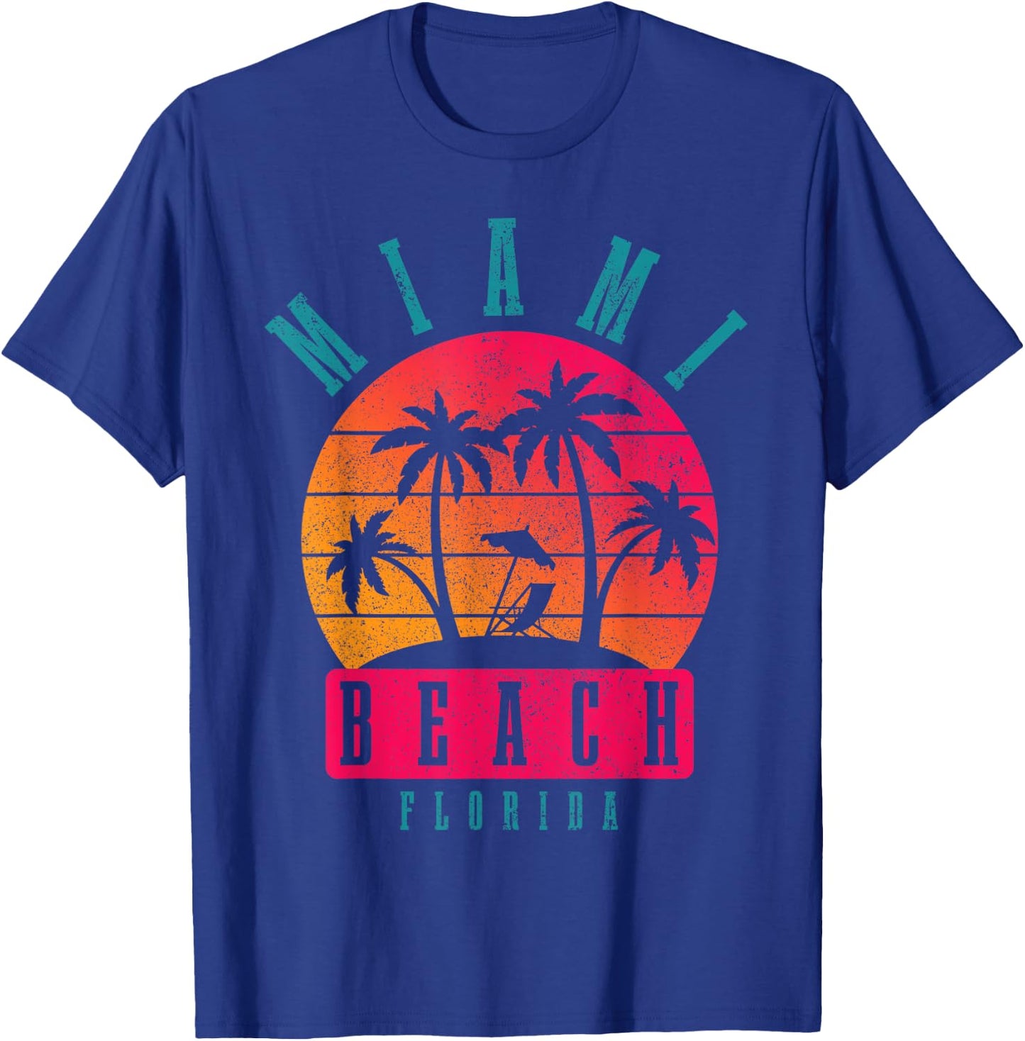 Miami Beach Florida Vintage Retro Men Women Girls Kids T-Shirt - T-Shirt | Royal
