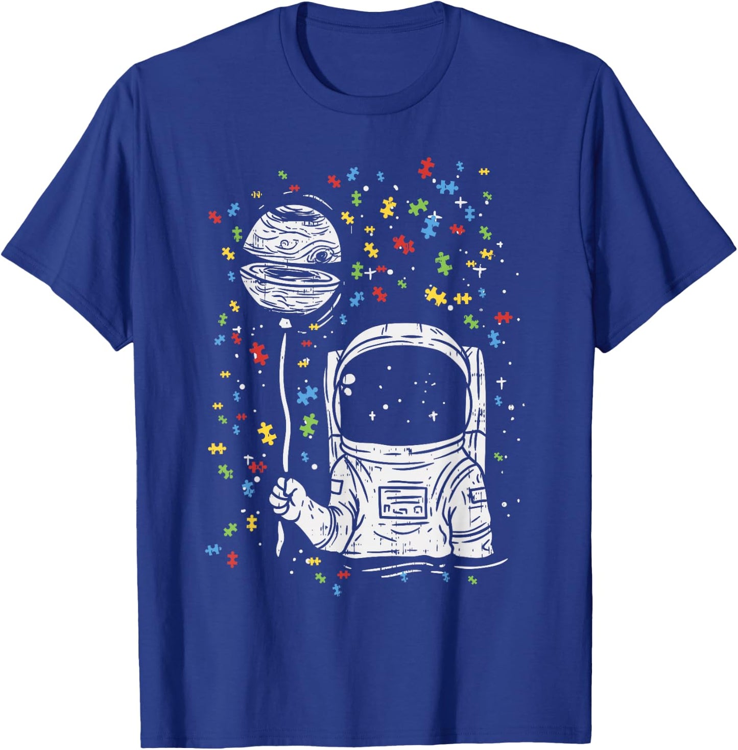 Astronaut Balloon Autism Awareness Space Kids Boy Gift T-Shirt - T-Shirt | Royal